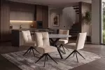 Jídelní židle LUGANO otočná 360° béžová/černá samet
