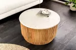 Konferenční stolek TRES CHIC 60 CM bílá/přírodní mramor/masiv mango