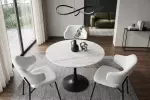 Bistro stůl LYON 80 CM keramika vzhled bílý mramor