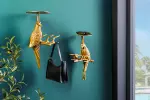 2SET věšák/police WILDLIFE BIRDS 45 CM starožitná zlatá
