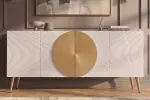 Komoda AURUM 180 CM bílá/zlatá masiv mango