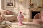 Odkládací stolek ICE CREAM 65 CM růžový/bílý