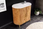 Vysoká komoda TRES CHIC 70 CM bílá/přírodní mramor/masiv mango