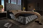 Postel PARIS CHESTERFIELD 180×200 CM šedá lněný potah