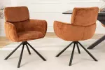 2SET jídelní židle UNIQUE rezavě hnědá/černá otočná