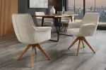 2SET jídelní židle LE GRAND 180° béžová/přírodní žinylková tkanina