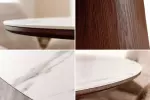 Kulatý jídelní stůl UNIQUE II 120 CM bílý mramor/dýha ořech
