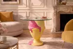 Odkládací stolek ICE CREAM 65 CM žlutý/růžový