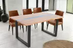 Jídelní stůl LIQUID 160 CM masiv akácie/modrý epoxidový pás