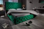 Postel PARIS CHESTERFIELD 180×200 CM tmavě zelená samet
