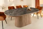 Jídelní stůl UNIQUE 200 CM šedý mramor/dýha ořech