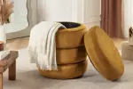 Taburet s ÚP VOQUE 50 CM tmavě žlutá samet