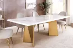 Jídelní stůl EXTRAVAGANCIA 200 CM bílá/zlatá mramor