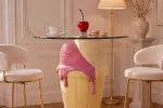 Barový stolek ICE CREAM 90 CM žlutý/růžový