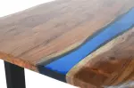 Jídelní stůl LIQUID 160 CM masiv akácie/modrý epoxidový pás