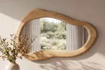 Masivní nástěnné zrcadlo ORGANIC 130 CM krémové mangové dřevo Masivní nástěnné zrcadlo ORGANIC 130 CM krémové mangové dřevo