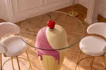 Barový stolek ICE CREAM 90 CM žlutý/růžový