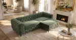 Pohovka MODERN BAROCCO 235 CM tmavě zelená samet