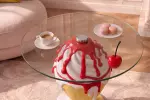 Odkládací stolek ICE CREAM 65 CM červený/bílý