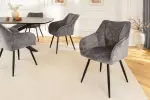 2SET jídelní židle AVIGNON 360° šedá/černá žinylková tkanina