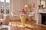 Barový stolek ICE CREAM 90 CM červený/bílý