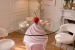 Barový stolek ICE CREAM 90 CM růžový/bílý