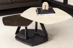 Konferenční stolek MOVEMENT NATUR 130 CM travertin/keramika otočný