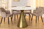 Kulatý jídelní stůl ELEGANCIA 100 CM bílá/mosaz mramor