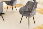 2SET jídelní židle AVIGNON 360° šedá/černá žinylková tkanina
