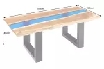 Konferenční stolek LIQUID 110 CM masiv akácie/modrý epoxidový pás