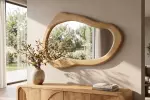 Masivní nástěnné zrcadlo ORGANIC 130 CM krémové mangové dřevo Masivní nástěnné zrcadlo ORGANIC 130 CM krémové mangové dřevo