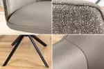 2SET jídelní židle LE GRAND 180° taupe/černá pravá kůže/texturovaná tkanina