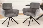 2SET jídelní židle UNIQUE šedá/černá otočná