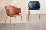 2SET jídelní židle NOBLESSE růžová/zlatá samet