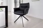 2SET jídelní židle LE GRAND 180° černá/černá pravá kůže/texturovaná tkanina