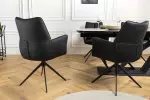 Jídelní židle PAPILLON II černá pravá kůže otočná o 360°