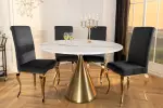 Kulatý jídelní stůl ELEGANCIA 130 CM bílá/zlatá umělý mramor