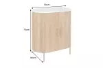 Vysoká komoda TRES CHIC 70 CM bílá/přírodní mramor/masiv mango