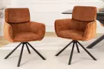 2SET jídelní židle UNIQUE rezavě hnědá/černá otočná
