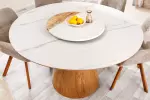 Kulatý jídelní stůl UNIQUE II 120 CM bílý mramor/dýha dub