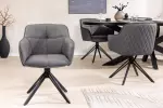 2SET židlo-křeslo EUPHORIA šedá kůže otočná 180°