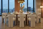 Designová jídelní židle ARCH krémově bílá colin bouclé