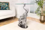 Odkládací stolek WILDLIFE ELEPHANT II 75 CM stříbrný / mramor