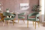 2SET jídelní židle BOUTIQUE zelená/zlatá strukturovaná tkanina