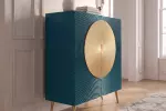 Vysoká komoda AURUM 120 CM tyrkysová/zlatá masiv mango