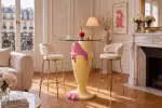 Barový stolek ICE CREAM 90 CM žlutý/růžový