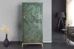 Vysoká komoda PEACOCK 3D 170 CM zelená masiv mango