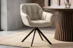 2SET jídelní židle PAPILLON béžová/černá pravá kůže otočná