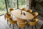 Oválný jídelní stůl ART DECO 220 CM krémový masiv mango
