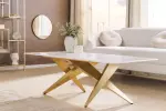 Konferenční stolek ART LIVING 130 CM bílá/zlatá mramor